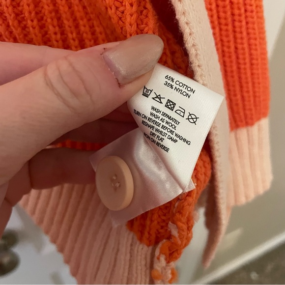 Oliver Bonas Colorblock Wayfarer Peach & Orange Cardigan - Picture 7 of 8